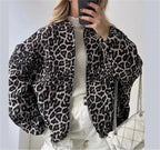 Chic Leopard Print Bomber Jacket in Soft Fabric – Women's Fashion