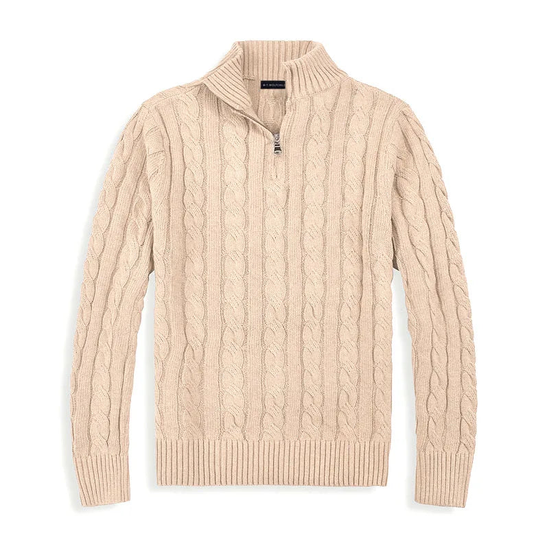 Men's Jumper – Cable Knit with Half Zip