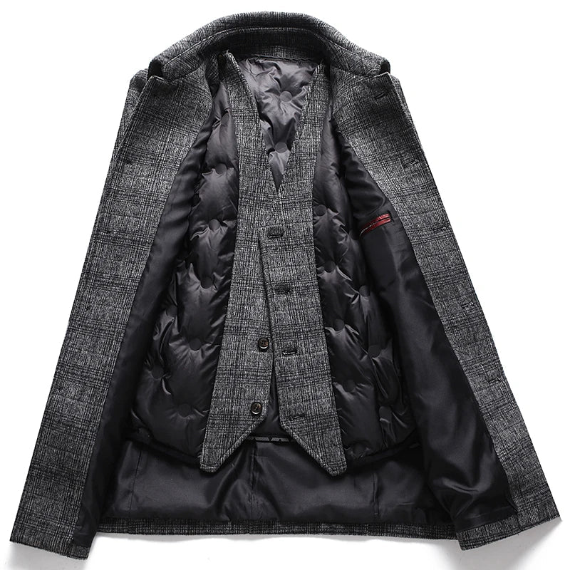 Men's Regular Fit Grey Winter Trench Coat