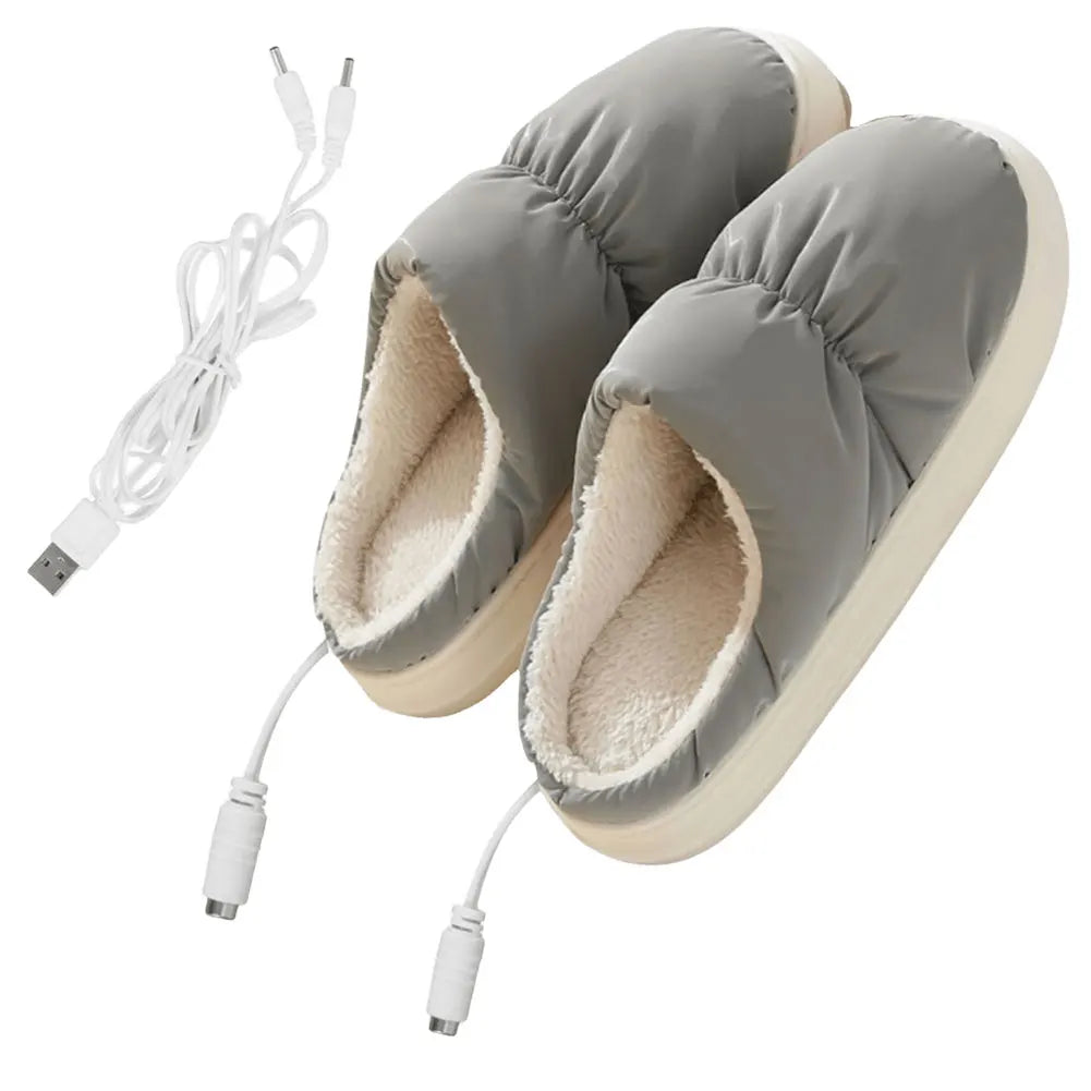 Winter Pattern Fleece-Lined Heated Slippers