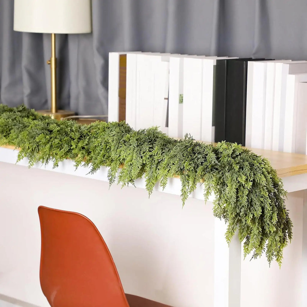 Winter-Themed Green Cypress Branch Christmas Garland