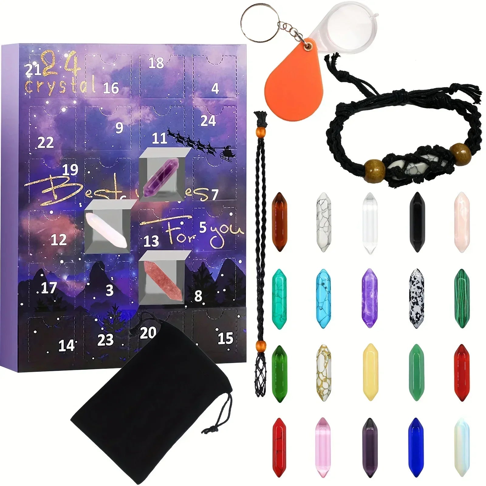 24-Day Crystal Discovery Advent Calendar Featuring Authentic Stones