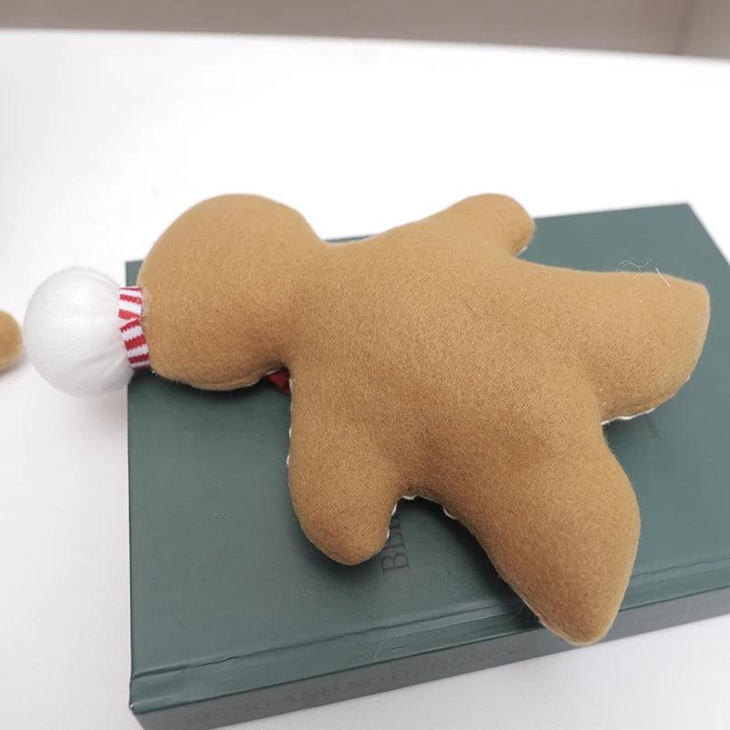 Plush Gingerbread Hanging Ornament for Christmas Door Decor