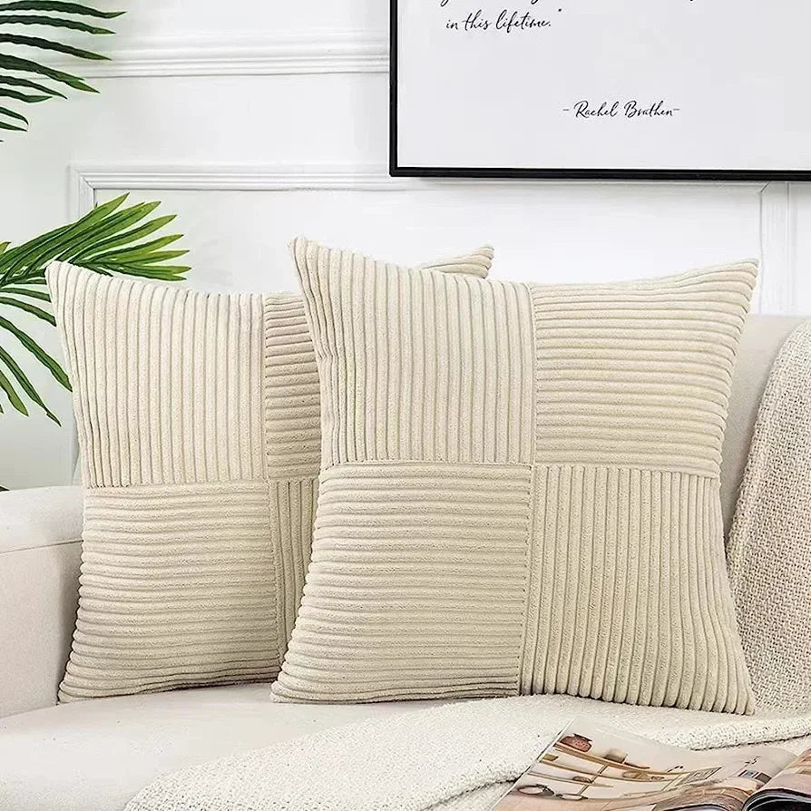 Plush Striped Cushion Cover