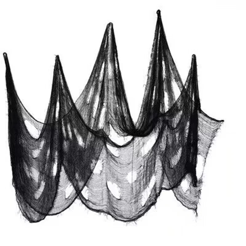 Spooky Black Gauze Hanging Decor for Halloween – Ideal for Walls, Fireplaces, and Doors