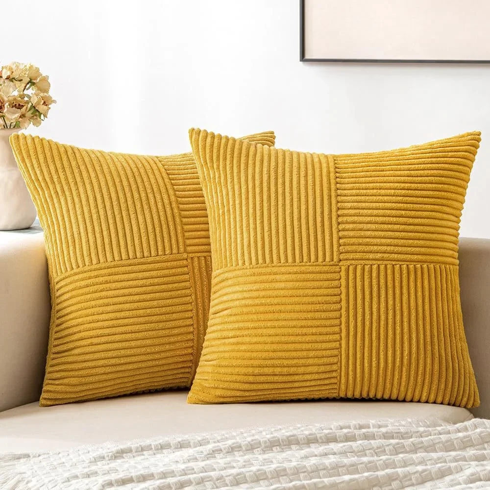 Plush Striped Cushion Cover