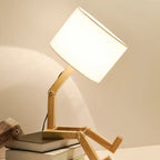 RutanFlex Wooden Table Lamp with Integrated Book Holders
