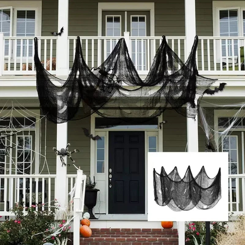 Spooky Black Gauze Hanging Decor for Halloween – Ideal for Walls, Fireplaces, and Doors