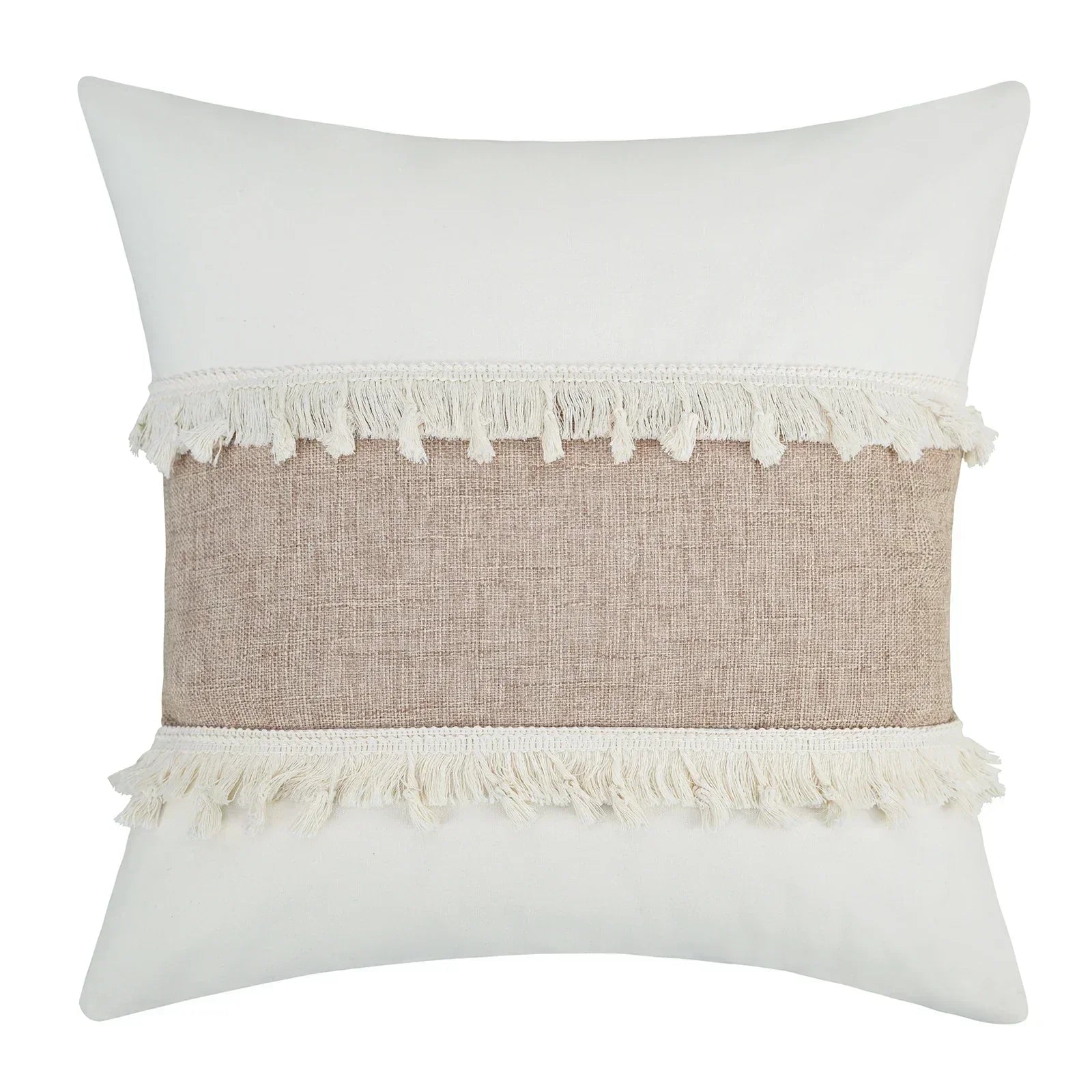 Patterned Beige Boho Throw Pillow