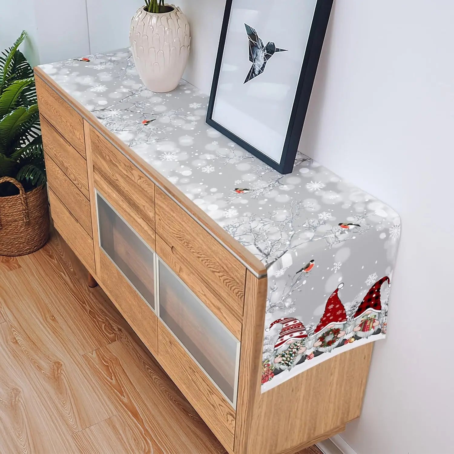 Winter Wonderland Decorative Tablecloth with Ice Crystal Design