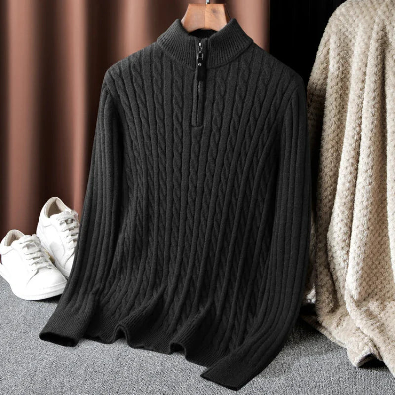 Men’s High-Neck Zipper Sweater – Classic Warmth with a Modern Edge