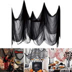 Spooky Black Gauze Hanging Decor for Halloween – Ideal for Walls, Fireplaces, and Doors