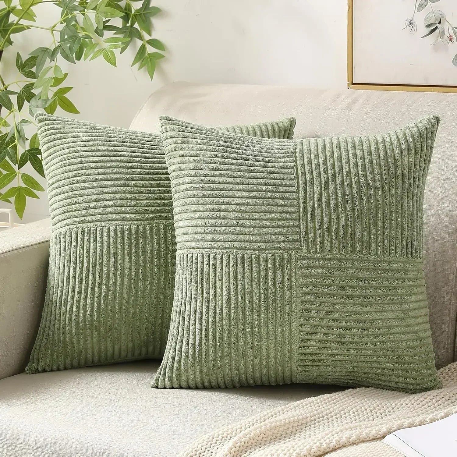 Plush Striped Cushion Cover