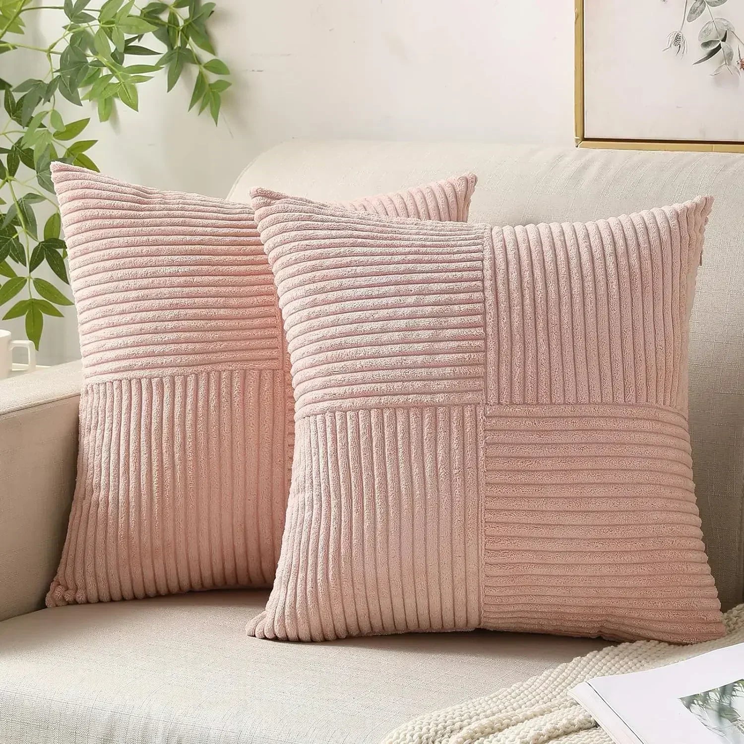 Plush Striped Cushion Cover