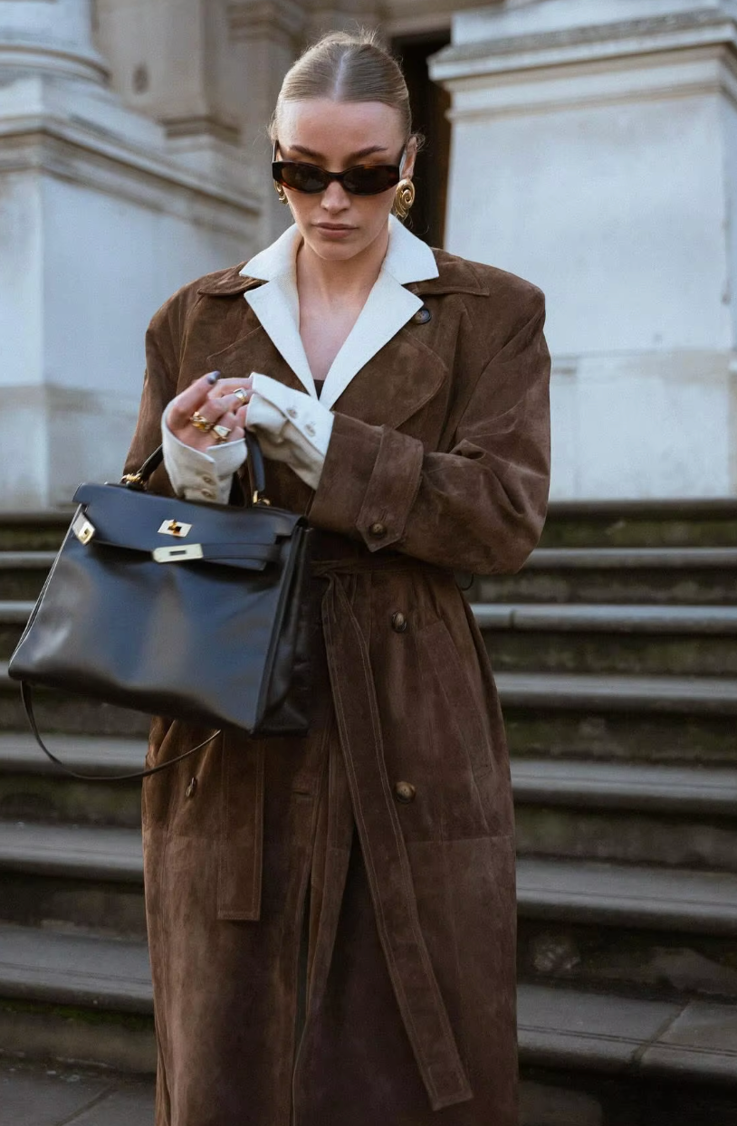 Valeria Premium Suede Trench Coat
