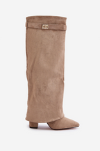 Women's Chic Knee-High Boots with Buckle Accent and Pointed Toe