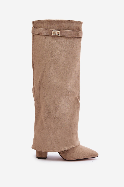 Women's Chic Knee-High Boots with Buckle Accent and Pointed Toe