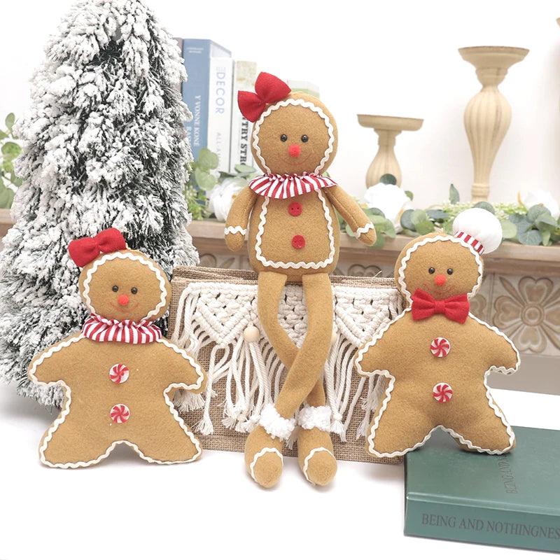 Plush Gingerbread Hanging Ornament for Christmas Door Decor