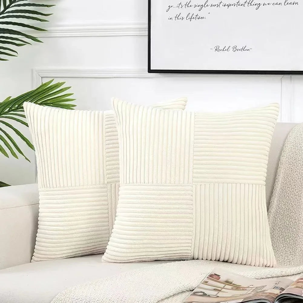 Plush Striped Cushion Cover