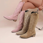 Women's Western-Style Cowboy Boots with Decorative Design