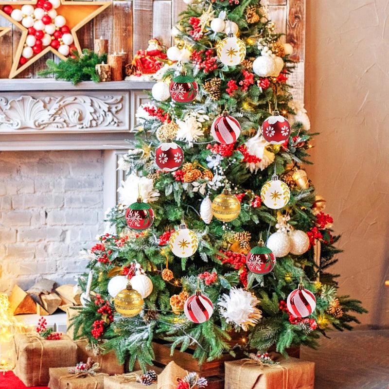Set of 6 Glass Christmas Tree Ornaments - Decorative Ball Collection