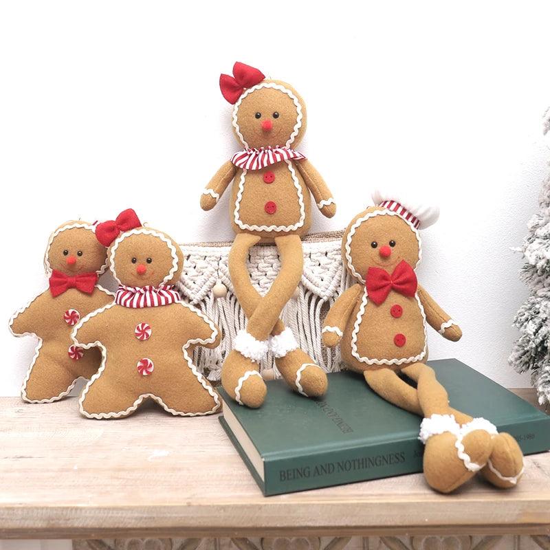 Plush Gingerbread Hanging Ornament for Christmas Door Decor