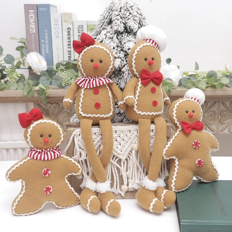Plush Gingerbread Hanging Ornament for Christmas Door Decor