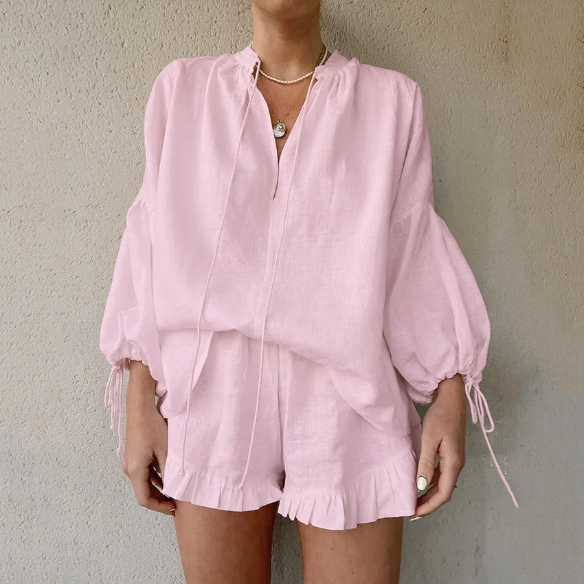 Junae - Breezy Summer Outfit with Top and Shorts
