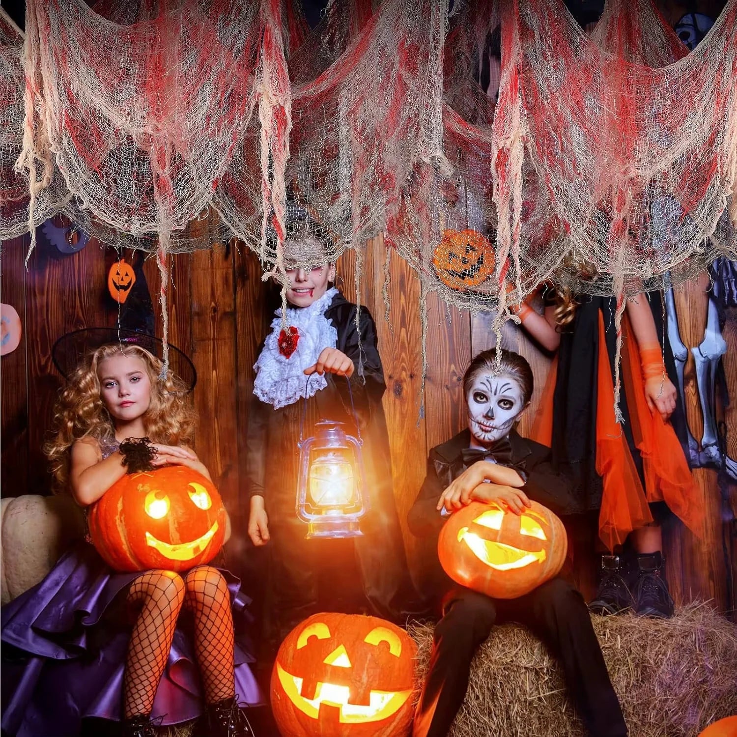 Spooky Black Gauze Hanging Decor for Halloween – Ideal for Walls, Fireplaces, and Doors