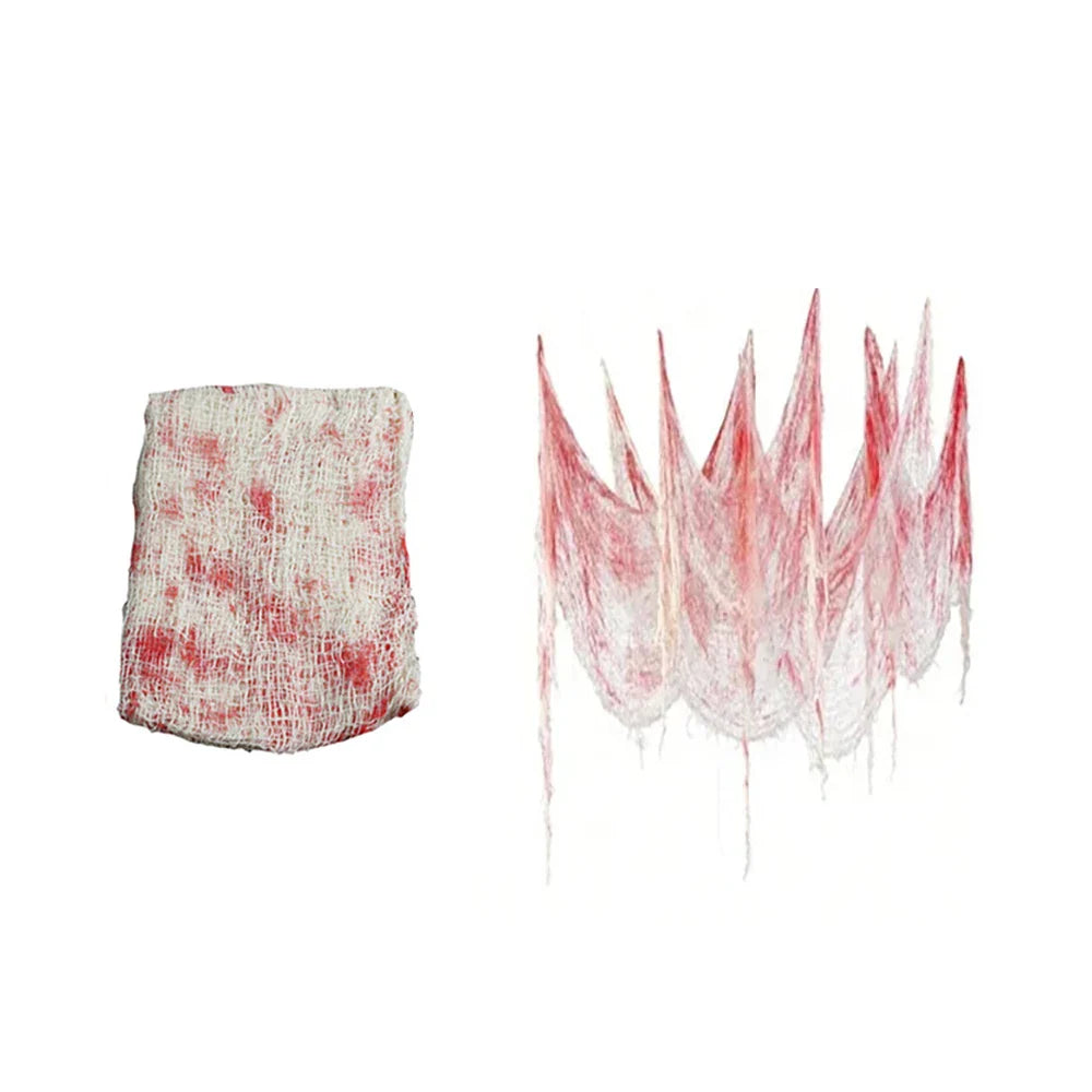 Spooky Blood-Dripped Cheesecloth Door Curtain — Perfect Halloween and Horror Party Decor