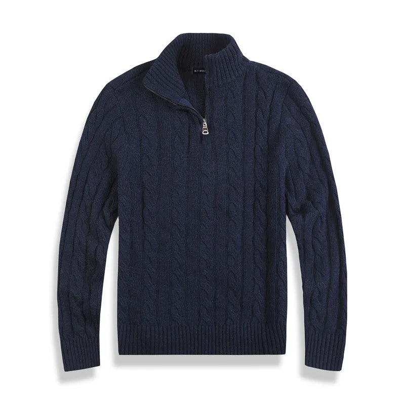 Men's Jumper – Cable Knit with Half Zip