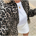Chic Leopard Print Bomber Jacket in Soft Fabric – Women's Fashion