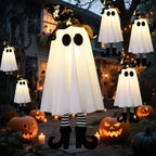 Illuminated Halloween Decor Featuring Ghosts and Lights — Ideal for Outdoor Display