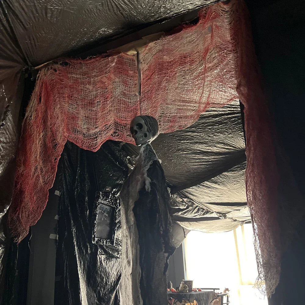 Spooky Blood-Dripped Cheesecloth Door Curtain — Perfect Halloween and Horror Party Decor