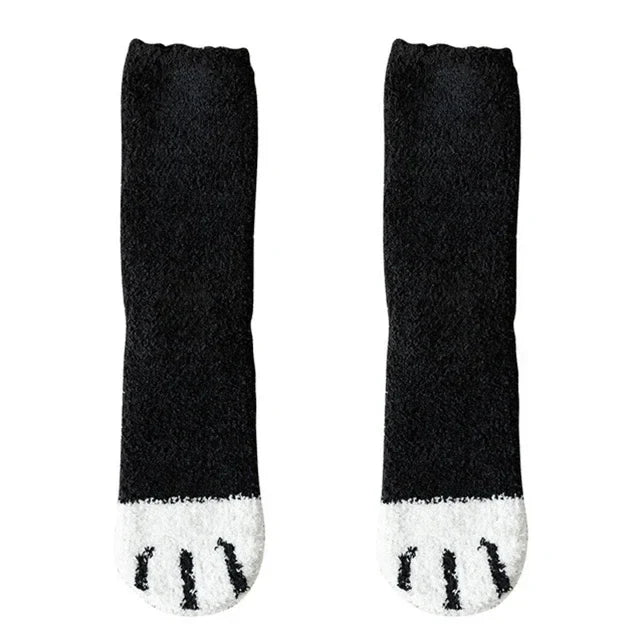 Cozy Women's Cat Paw Pattern Cotton Socks – Ultra Soft, Ideal for Winter, Size EU 35-42