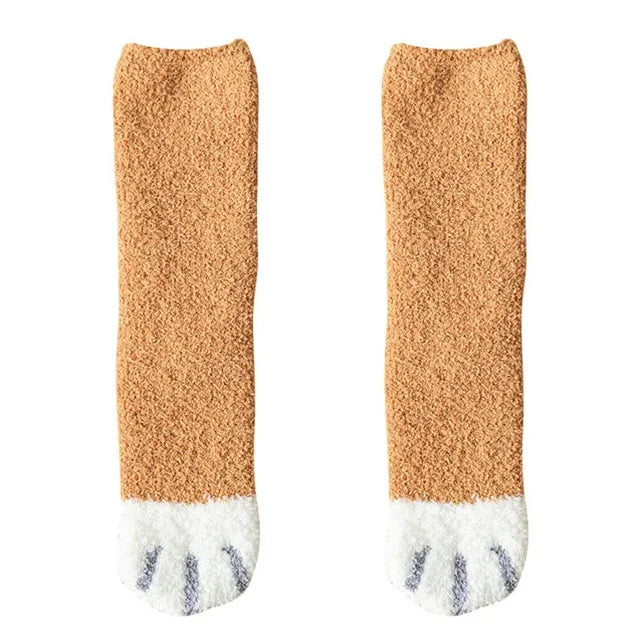 Cozy Women's Cat Paw Pattern Cotton Socks – Ultra Soft, Ideal for Winter, Size EU 35-42