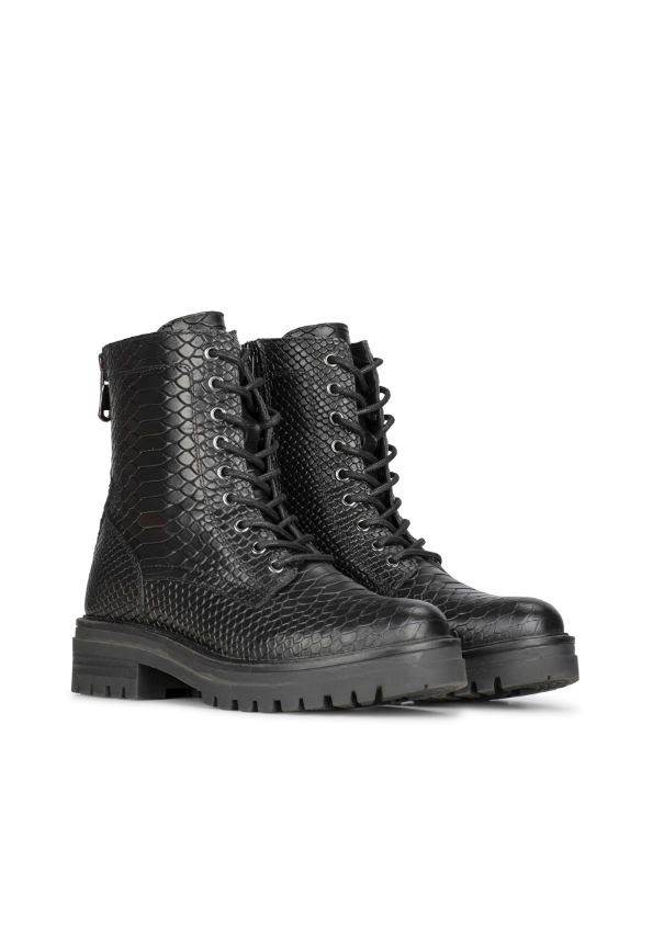 Chic Women's Snake Print Lace-Up Ankle Boots – Comfortable and Versatile Footwear