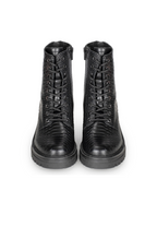 Chic Women's Snake Print Lace-Up Ankle Boots – Comfortable and Versatile Footwear