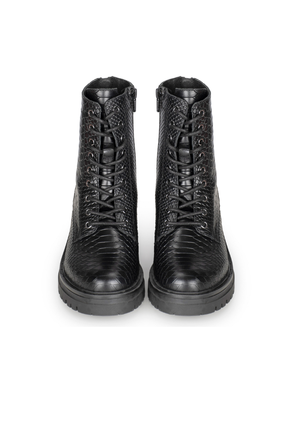 Chic Women's Snake Print Lace-Up Ankle Boots – Comfortable and Versatile Footwear