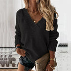 Cozy Women's V-Neck Knitted Sweater for Winter