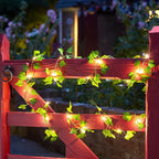 Battery-Operated LED Christmas Lights Shaped Like Green Leaves – Energy Efficient and High Quality for Festive Decor