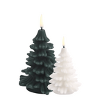 Elegant Green and White LED Candle Set with Tree Pattern - Safe and Stylish