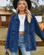 Chic Oversized Denim Jacket with Button Closure for Women