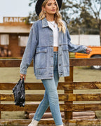 Chic Oversized Denim Jacket with Button Closure for Women