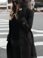 Chic Women's Trench Coat with High Collar and Belt