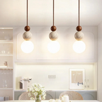 Contemporary Travertine and Mahogany Pendant Light - NaturaLuxe Collection