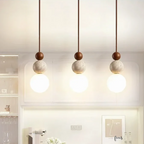 Contemporary Travertine and Mahogany Pendant Light - NaturaLuxe Collection