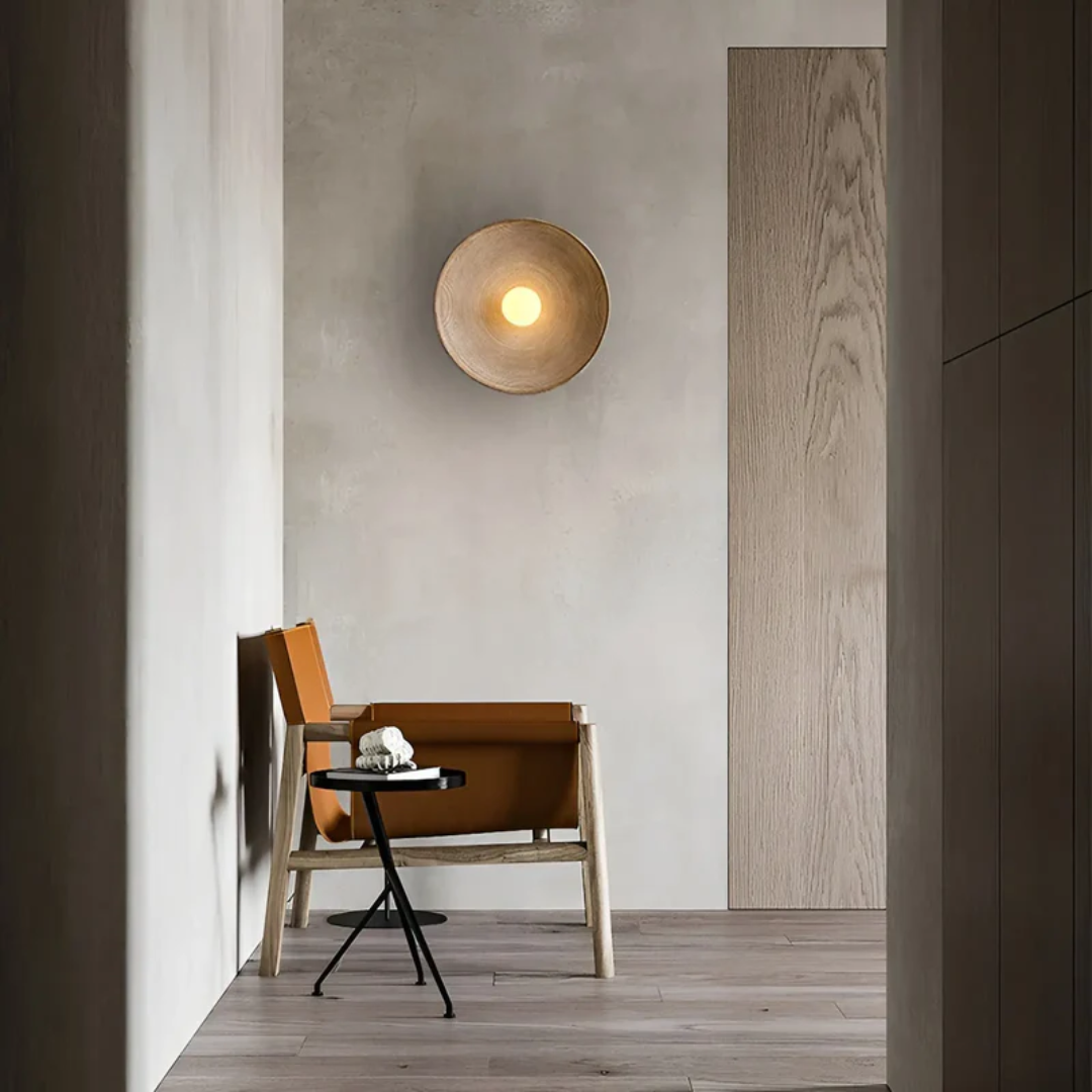 Wabi-Sabi Japanese Wall Lamp - ZenGlow Round Design