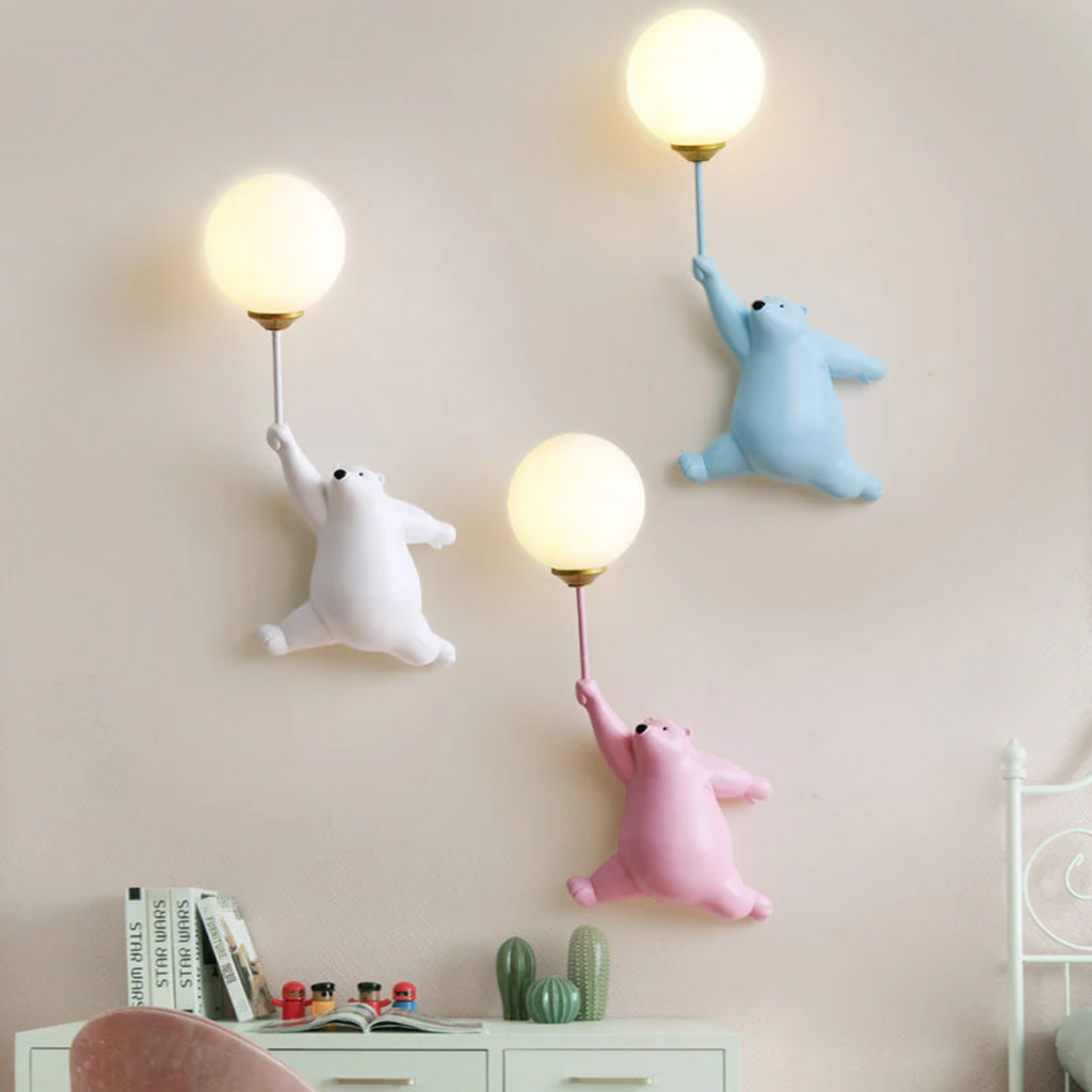 TeddyGlow Wall-Mounted Bear LED Lamp