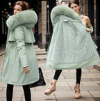 Women's Winter Puffer Jacket with Cozy Thick Collar and Adjustable Drawstring Waist